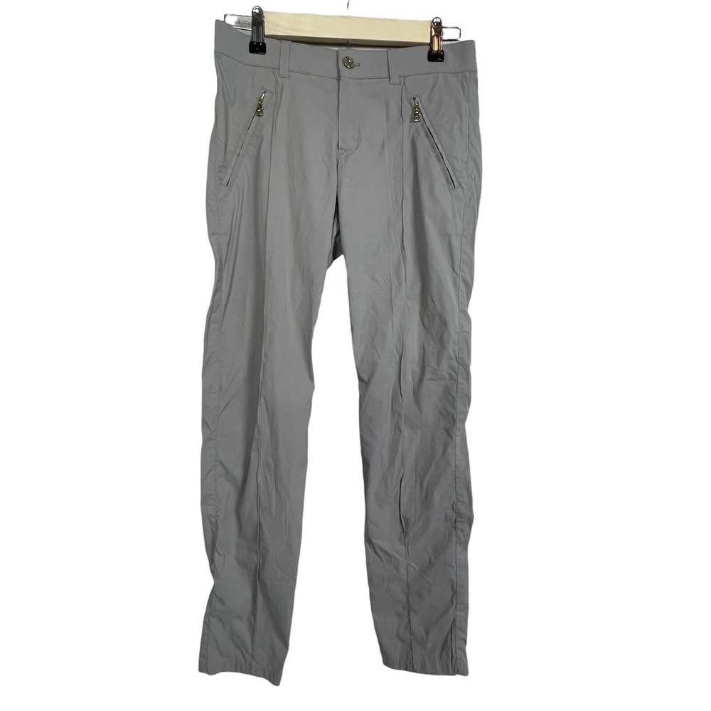 Bogner Sport Womens Gray Technical Golf Pants Gold Hardware Logo 73280-1820 US 4